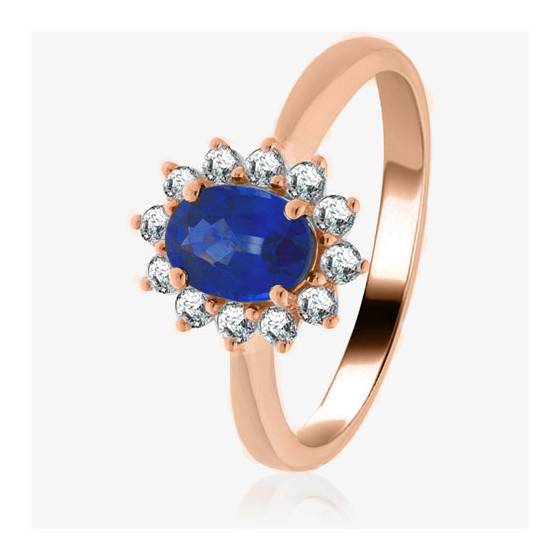 1.30ct Blue Sapphire and Diamond Halo Engagement Ring