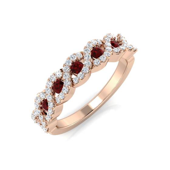Round Ruby Gemstone 5 Stone Ring