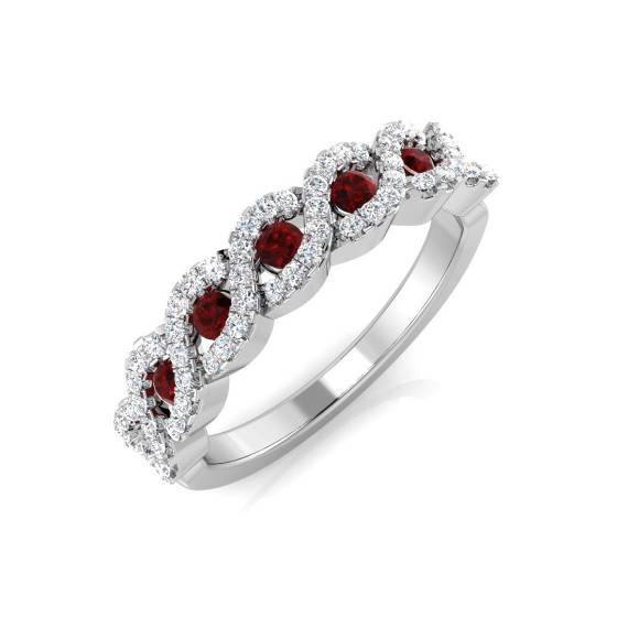 Round Ruby Gemstone 5 Stone Ring