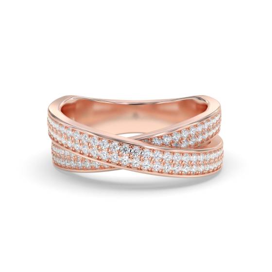 1.00ct Elegant Round Diamond Cross Over Dress Ring