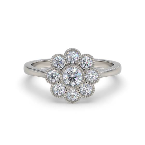0.60ct Round Diamond Deco Cluster Ring