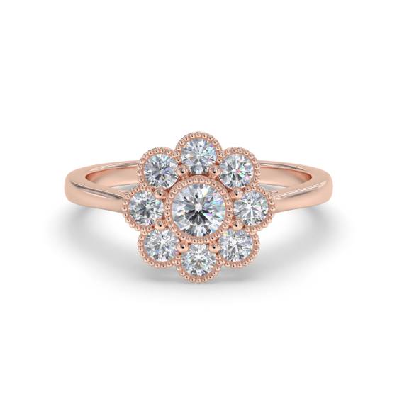 0.60ct Round Diamond Deco Cluster Ring
