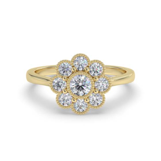 0.60ct Round Diamond Deco Cluster Ring