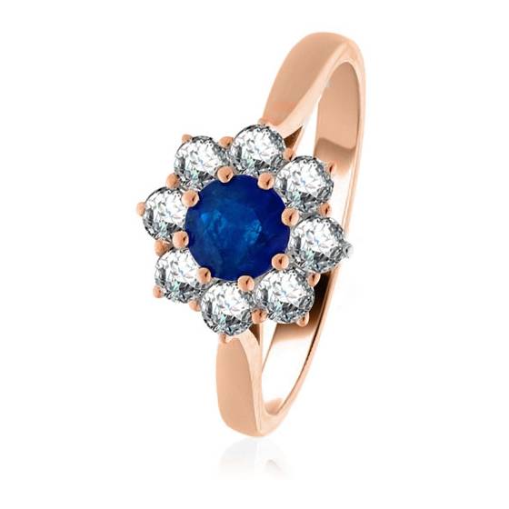 1.20ct Blue Sapphire and Diamond Cluster Ring