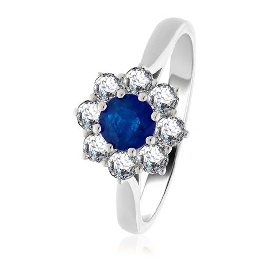 1.20ct Blue Sapphire and Diamond Cluster Ring