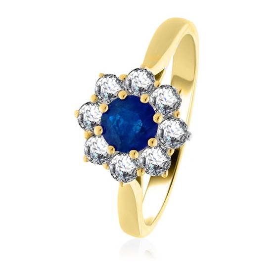 1.20ct Blue Sapphire and Diamond Cluster Ring