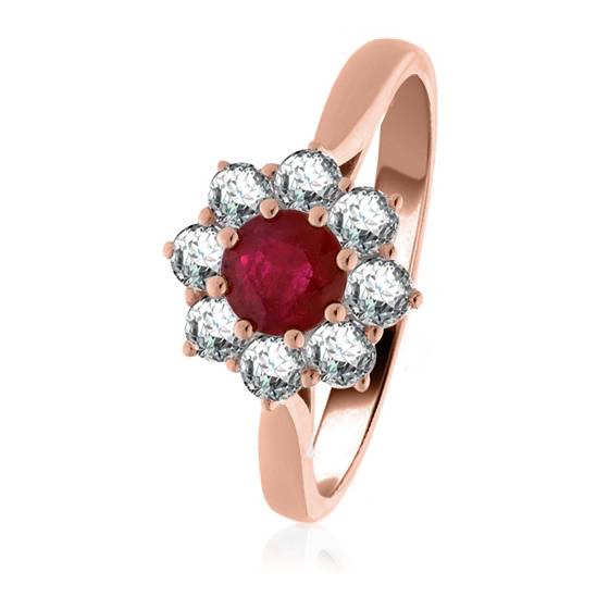1.30ct Round Ruby and Diamond Halo Ring