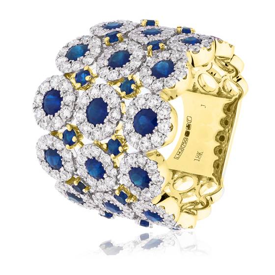 3.50ct Blue Sapphire and Diamond Cocktail Ring