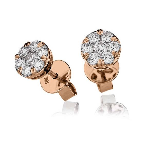 1.00ct Classic Round Diamond Cluster Earrings