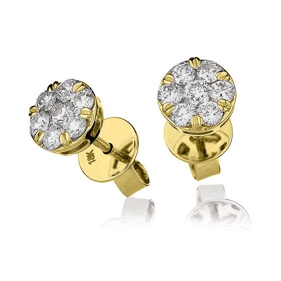 1.00ct Classic Round Diamond Cluster Earrings
