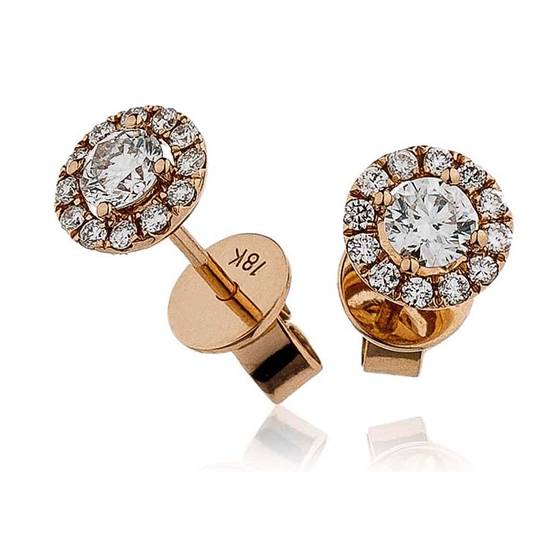 0.65ct Classic Round Diamond Halo Earrings