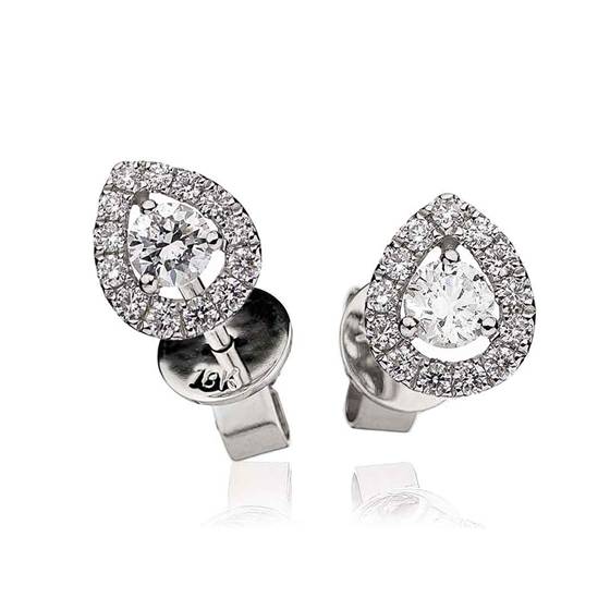 0.60ct Teardrop Haloround Diamond Earrings