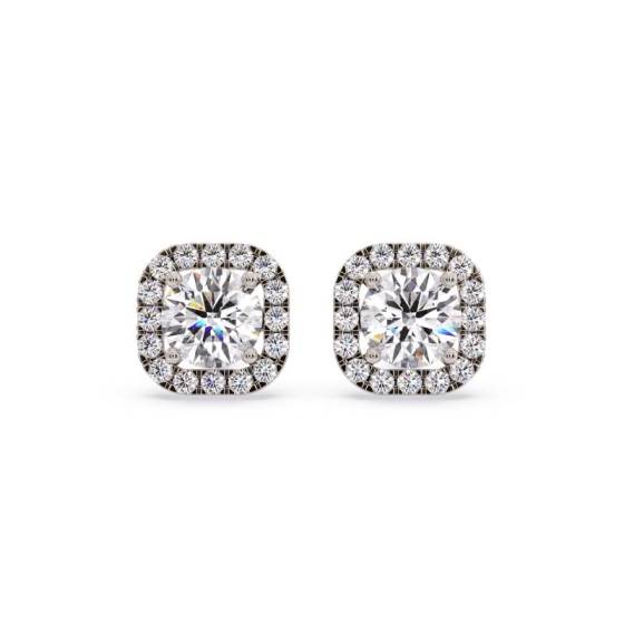 Unique Round Diamond Single Halo Earrings