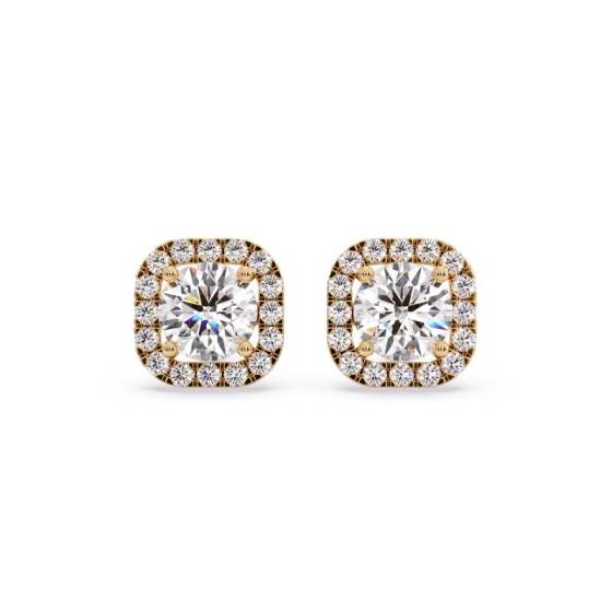 Unique Round Diamond Single Halo Earrings