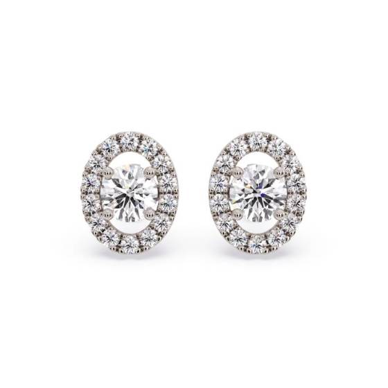 0.80ct Unique Round Diamond Single Halo Earrings