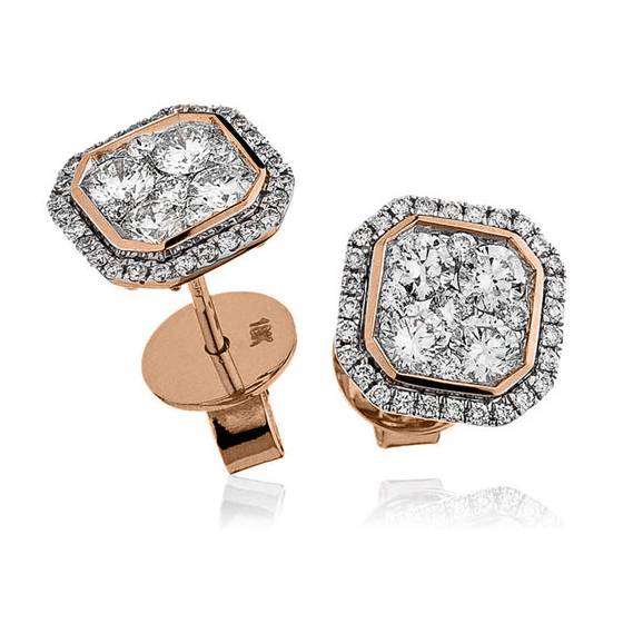 Unique Round Diamond Cluster Earrings