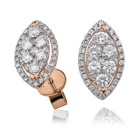 Unique Round Diamond Cluster Earrings