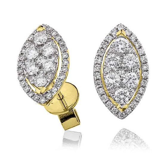 Unique Round Diamond Cluster Earrings