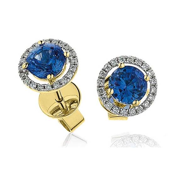 Blue Sapphire and Diamond Cluster Earrings