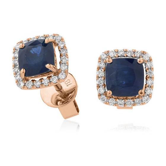 Blue Sapphire and Diamond Cluster Earrings