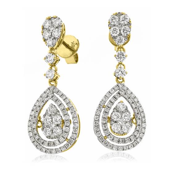 1.80ct Modern Round Diamond Drop Earrings