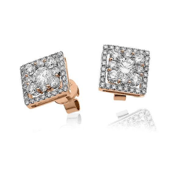 Round Diamond Halo Cluster Earrings