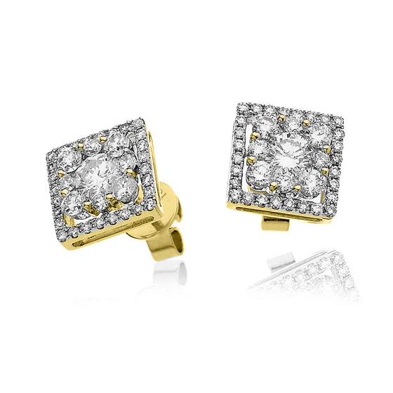 Round Diamond Halo Cluster Earrings