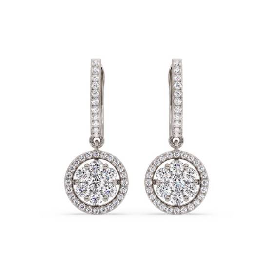 1.10ct Modern Round Diamond Drop Cluster Earrings