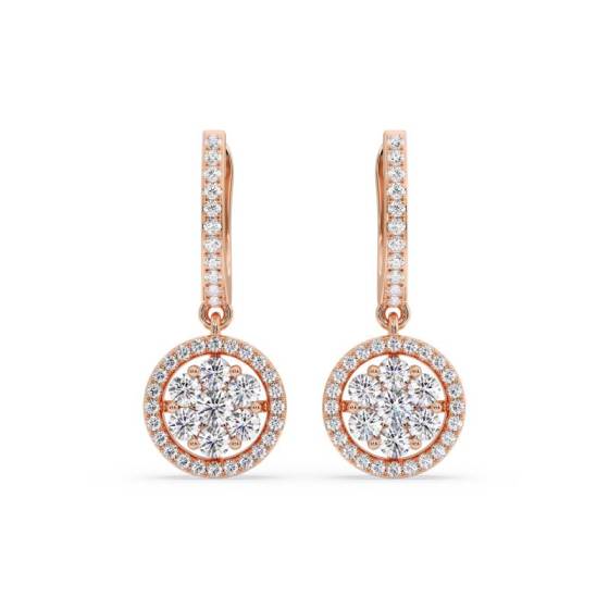 1.10ct Modern Round Diamond Drop Cluster Earrings