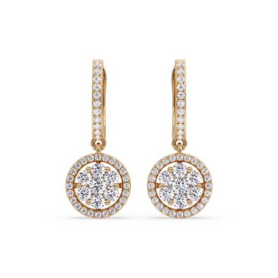 1.10ct Modern Round Diamond Drop Cluster Earrings