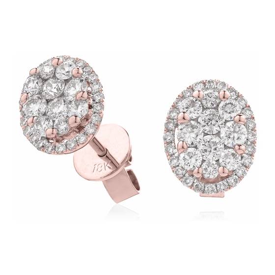 Modern Round Diamond Cluster Earrings