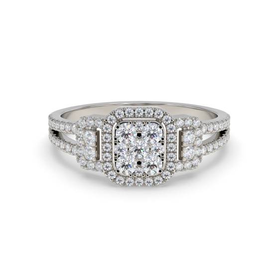 0.50ct Modern Round Diamond Cluster Halo Ring