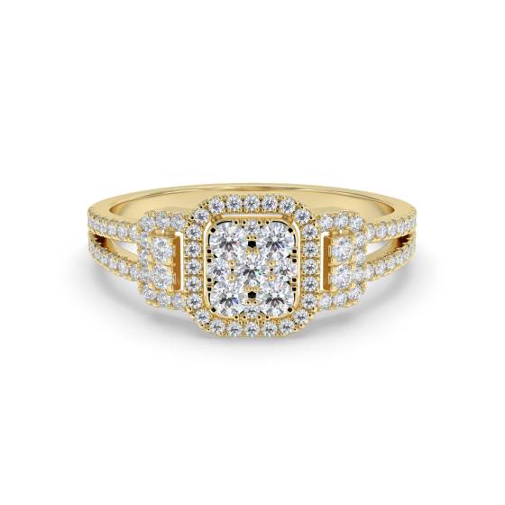 0.50ct Modern Round Diamond Cluster Halo Ring