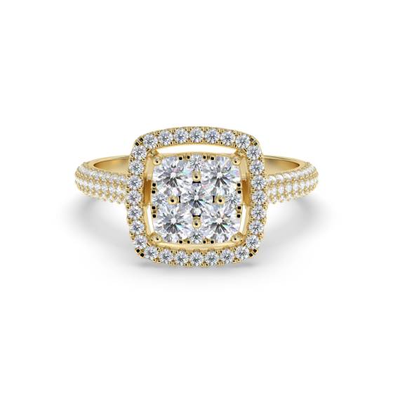 0.70ct Modern Round Diamond Halo Cluster Ring
