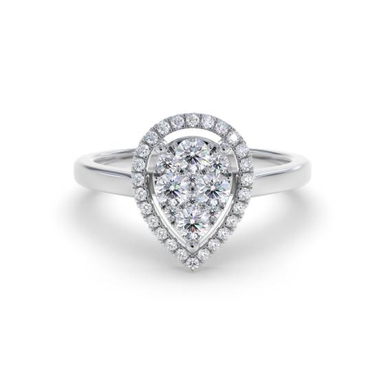 0.60ct Modern Pear Shaped Round Diamond Cluster Ring