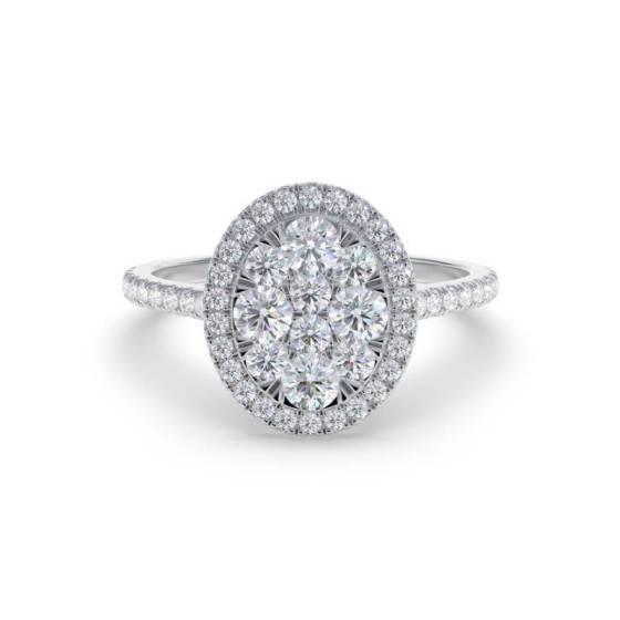 0.40ct Modern Oval Shaped Cluster Halo Ring