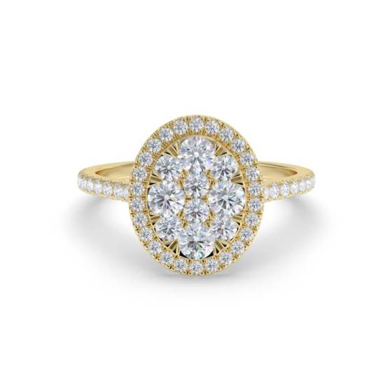0.40ct Modern Oval Shaped Cluster Halo Ring