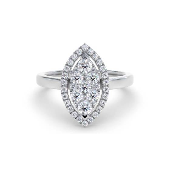 0.45ct Modern Round Diamond Cluster Halo Ring