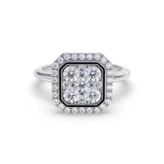 0.70ct Modern Round Diamond Halo Cluster Ring