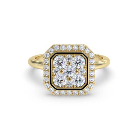 0.70ct Modern Round Diamond Halo Cluster Ring