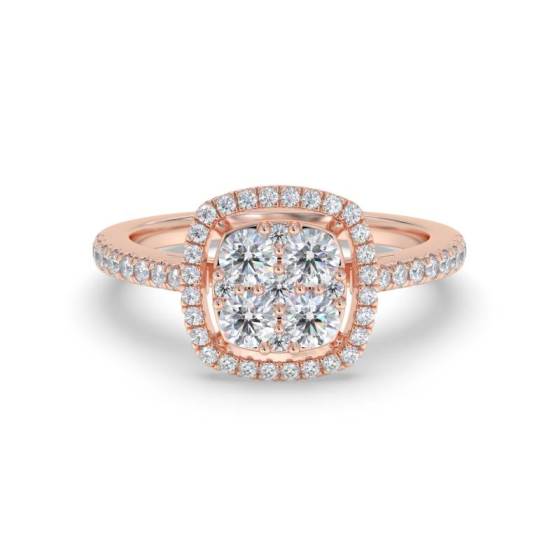 0.85ct Modern Round Diamond Halo Cluster Ring