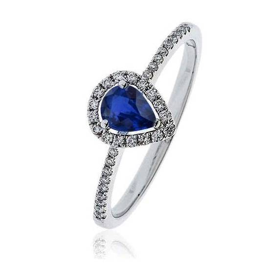 0.50ct Pear Blue Sapphire and Diamond Ring