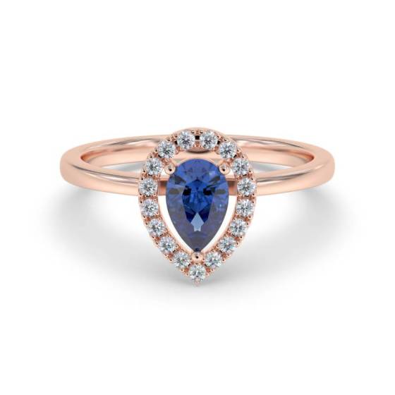 0.50ct Pear Blue Sapphire and Diamond Ring