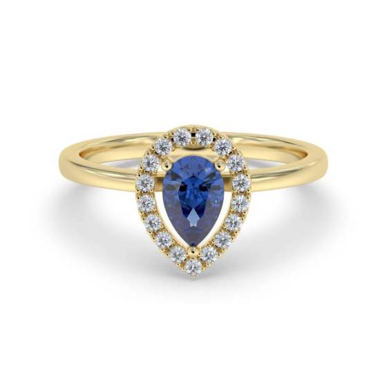 0.50ct Pear Blue Sapphire and Diamond Ring