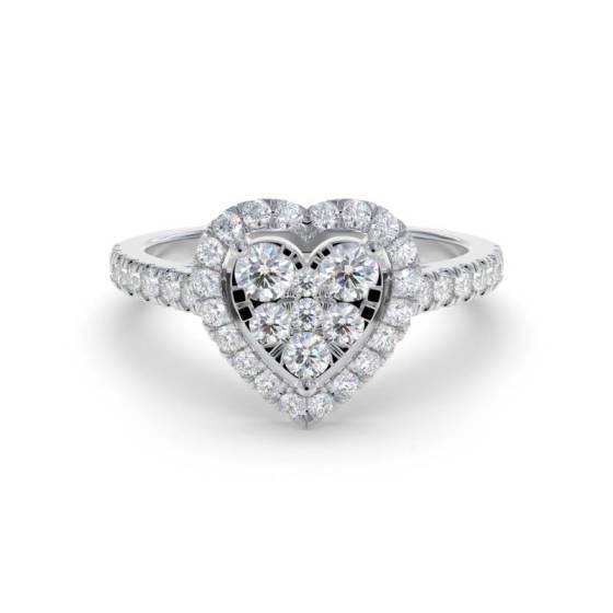 0.45ct Modern Heart Shaped Round Diamond Cluster Ring