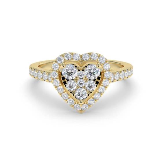 0.45ct Modern Heart Shaped Round Diamond Cluster Ring