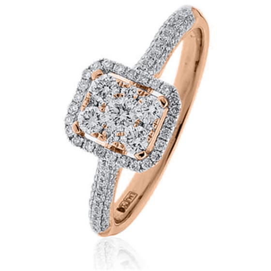 0.80ct Elegant Round Diamond Cluster Ring