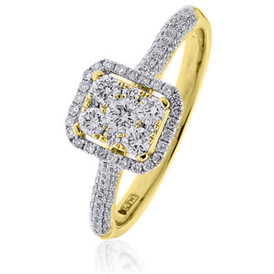 0.80ct Elegant Round Diamond Cluster Ring