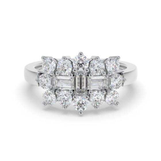 0.50ct Elegant Round and Baguette Diamond Dress Ring
