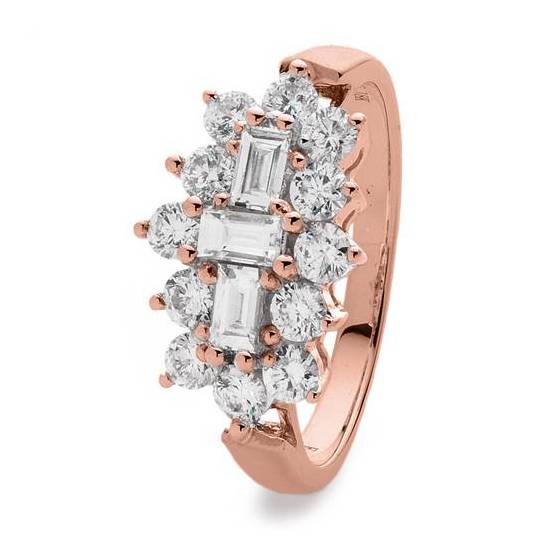 1.00ct Elegant Round and Baguette Diamond Dress Ring